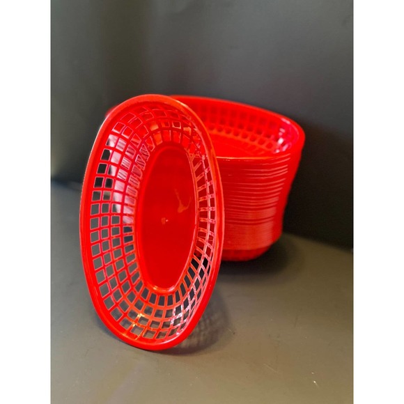 Hot Dog/Hamburger Barbecue Plastic Basket 9” Dish 29 Pieces - Picture 6 of 6